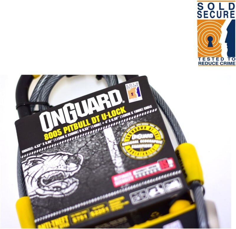BRN No.1 Onguard  U padlock Pitbull 115 x 230mm with extra steel cable - Image 3